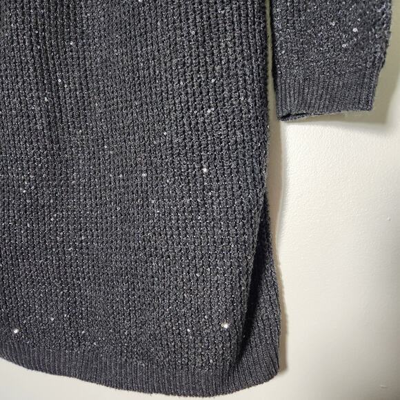 Victoria's Secret Long Open Cardigan Sweater Sequin Sparkle Grey Sz M Cozy Soft - Picture 4 of 13